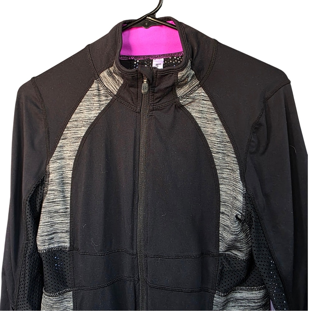 Kyodan Womens Medium Full Zip Athletic Jacket Black Gray Workout Activewear